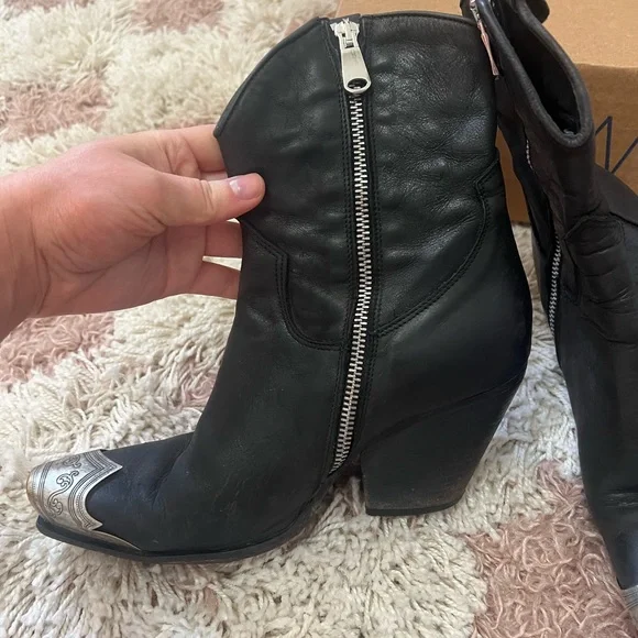 Free People Black Leather Ankle Boots - Picture 8 of 12